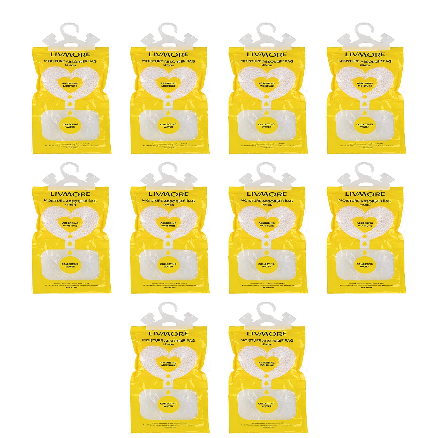 Livmore Set of 10pcs Hanging Dehumidifier Bag - Lemon Fragrance