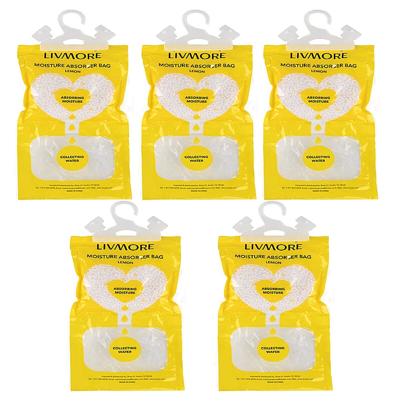 Livmore Set of 5pcs Hanging Dehumidifier Bag - Lemon Fragrance