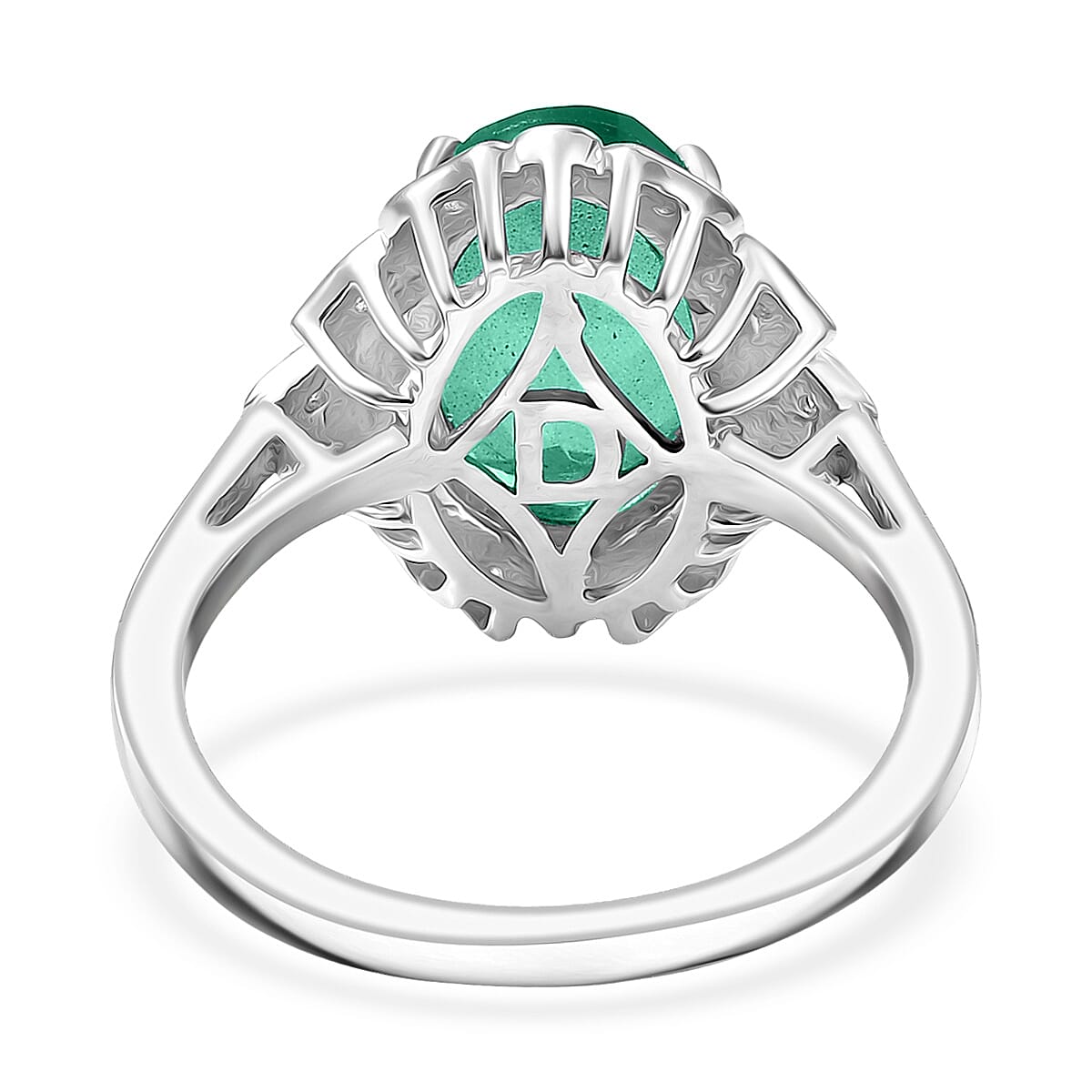 D'Joy Emeraldine Quartz (Triplet) and White Zircon 4.00 ctw Ring in Platinum Over Sterling Silver (Size 6.0) image number 4