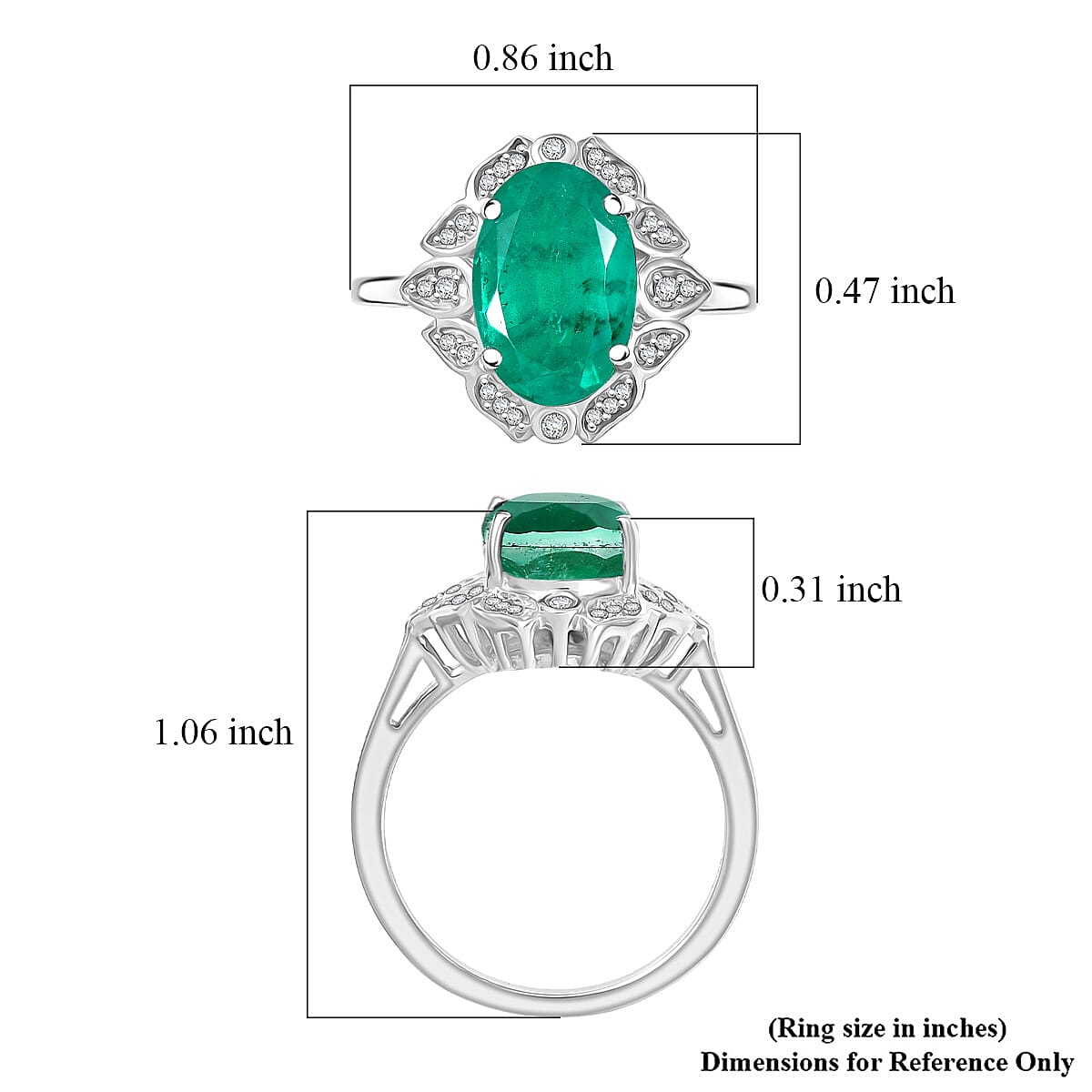 D'Joy Emeraldine Quartz (Triplet) and White Zircon 4.00 ctw Ring in Platinum Over Sterling Silver (Size 6.0) image number 5
