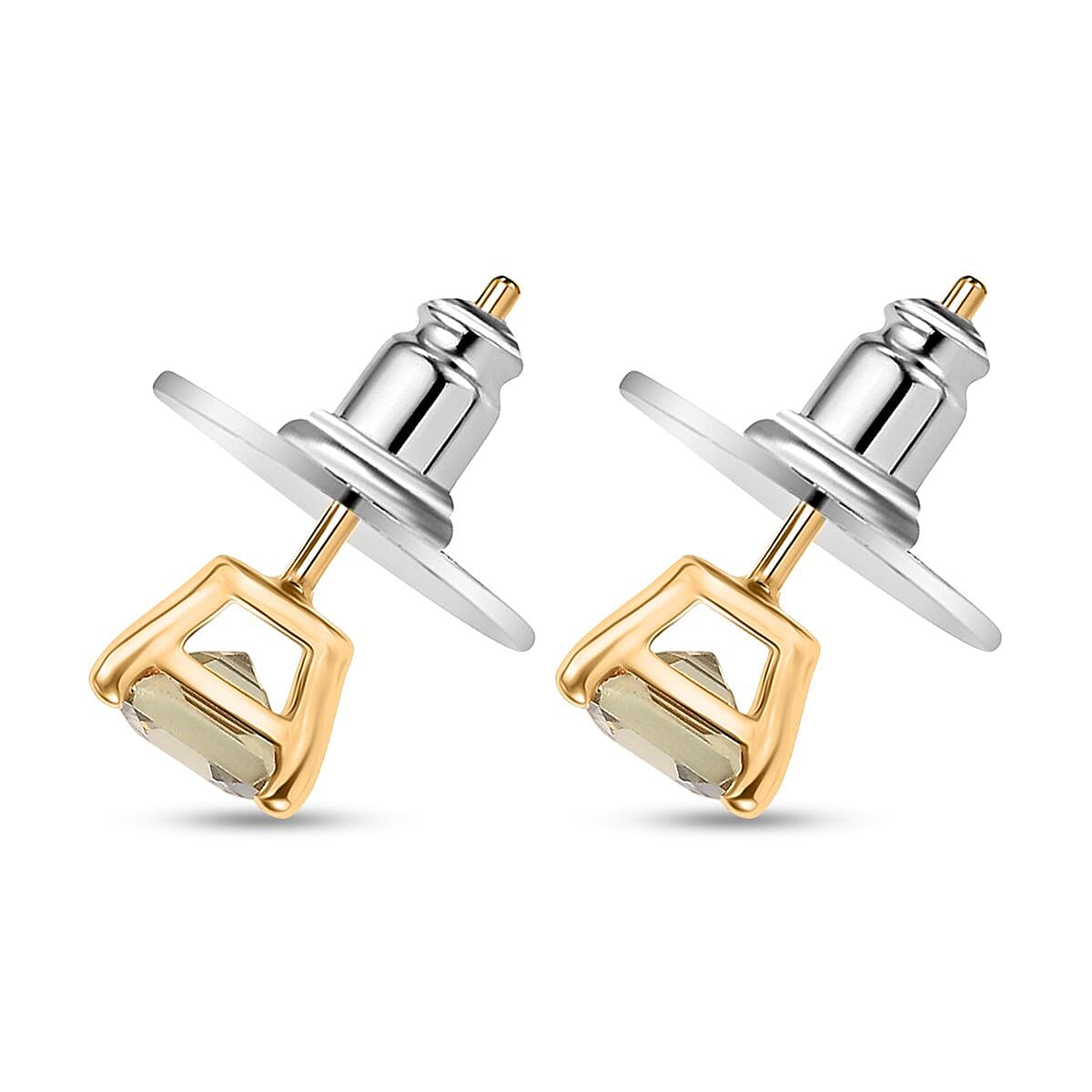 Doorbuster D'Joy Asscher Cut AAA Turkizite 2.10 ctw Solitaire Stud Earrings in 18K Vermeil Yellow Gold Over Sterling Silver image number 3