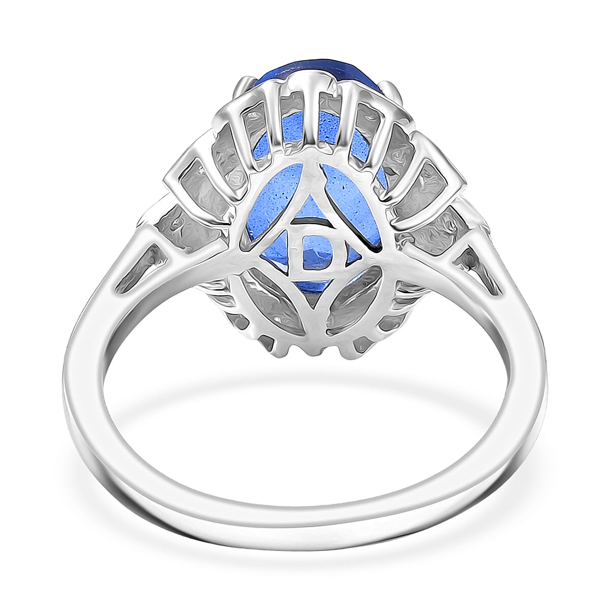 D'Joy Blue Quartz and White Zircon 4.00 ctw Ring in Platinum Over Sterling Silver (Size 7.0)
