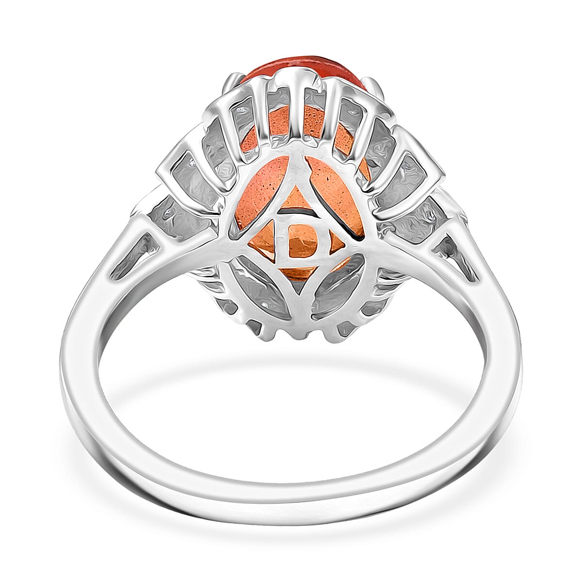 D'Joy Padparadscha Quartz (Triplet) and White Zircon 4.00 ctw Ring in Platinum Over Sterling Silver (Size 10.0) image number 4