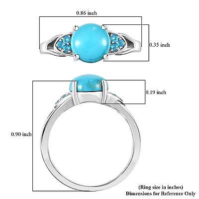 D'Joy Sleeping Beauty Turquoise, Malgache Neon Apatite Ring in Platinum Over Sterling Silver 2.00 ctw (Size 10.0)