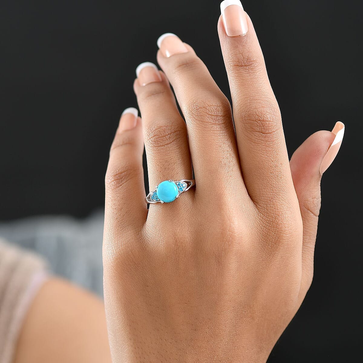 D'Joy Sleeping Beauty Turquoise, Malgache Neon Apatite Ring in Platinum Over Sterling Silver 2.00 ctw (Size 6.0) image number 2