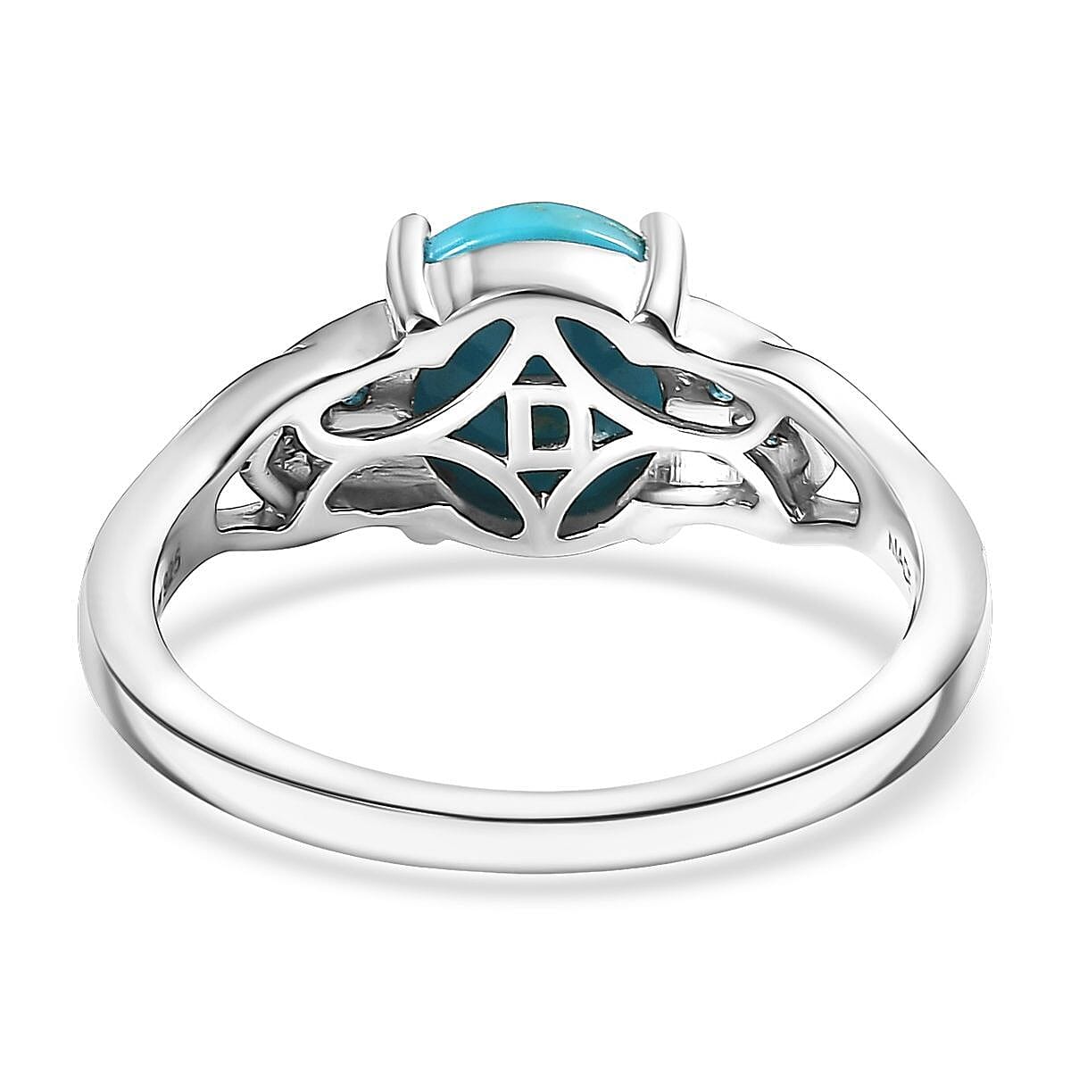 D'Joy Premium Sleeping Beauty Turquoise and Malgache Neon Apatite 2.00 ctw Ring in Platinum Over Sterling Silver (Size 7.0) image number 4