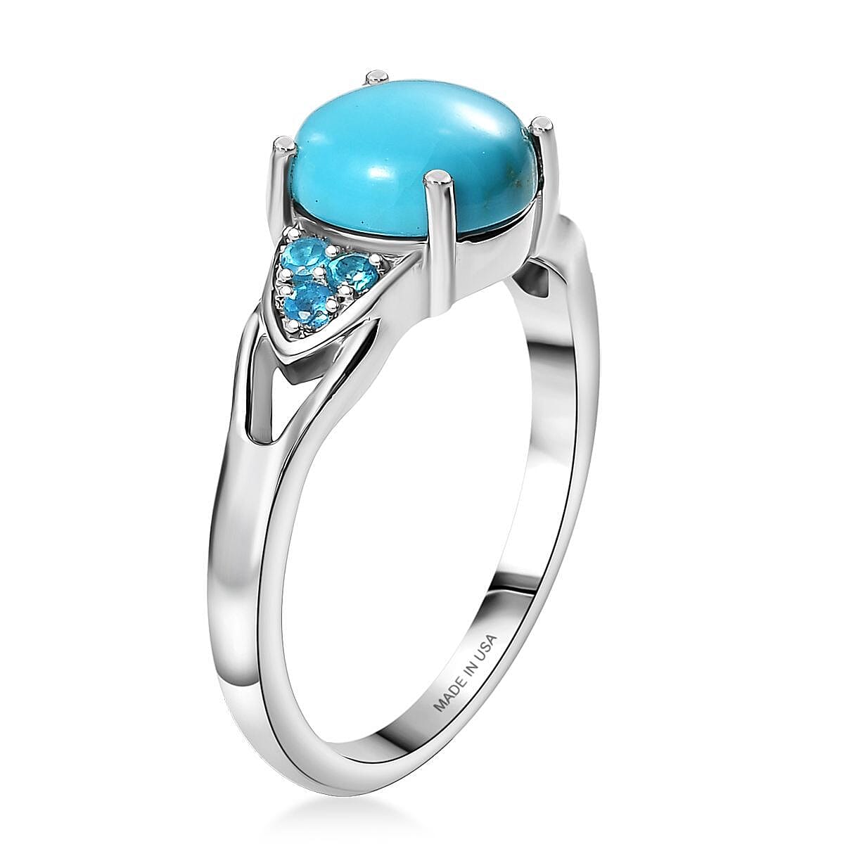 D'Joy Sleeping Beauty Turquoise, Malgache Neon Apatite Ring in Platinum Over Sterling Silver 2.00 ctw (Size 9.0) image number 3