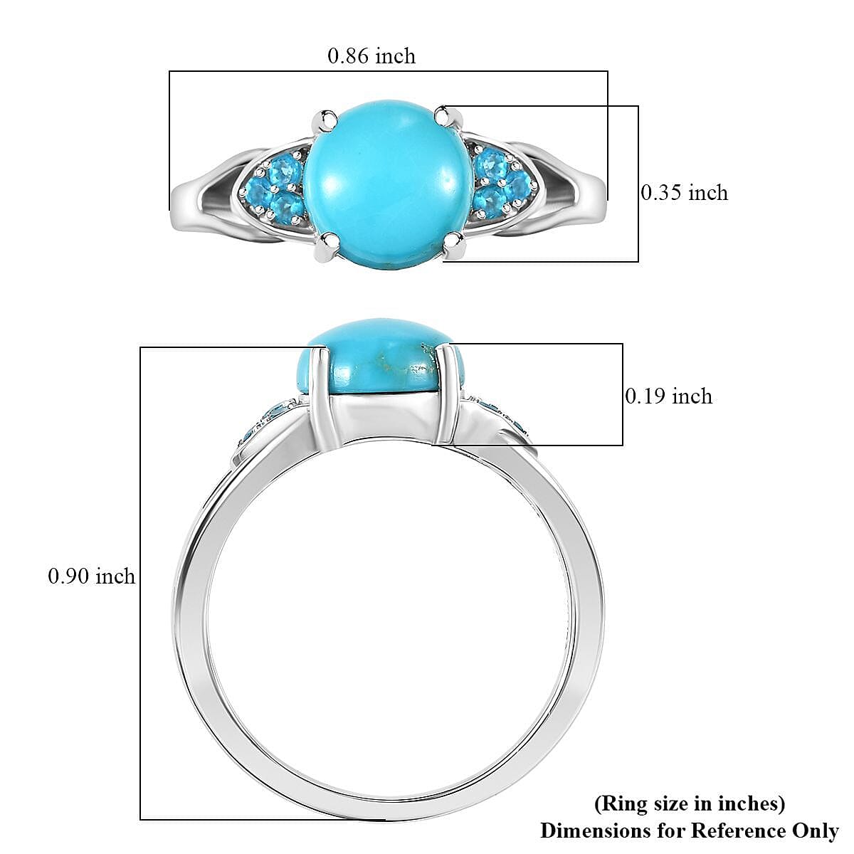 D'Joy Sleeping Beauty Turquoise, Malgache Neon Apatite Ring in Platinum Over Sterling Silver 2.00 ctw (Size 9.0) image number 5