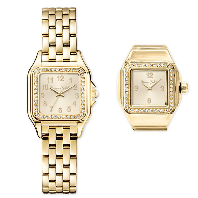  Closeout Jessica Carlyle Square Watch & Ring Watch Set in Goldtone