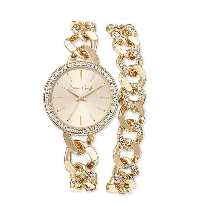 Closeout Jessica Carlyle Wrap Around Bracelet Watch in Goldtone