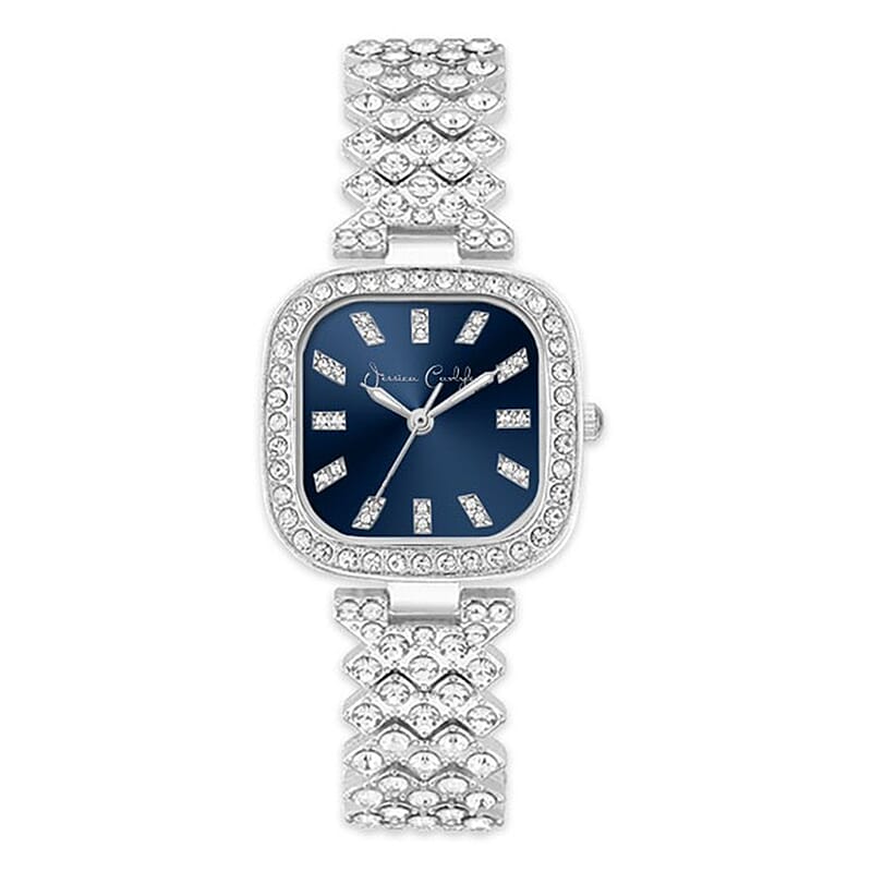 Closeout Jessica Carlyle Blue Dial Watch in Silvertone