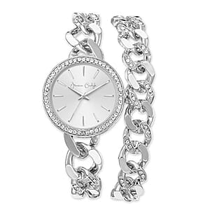 Closeout Jessica Carlyle Wrap Around Bracelet Watch in Silvertone