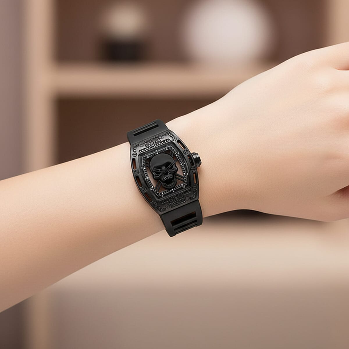  Closeout Ed Hardy Skull Watch in Dark Silvertone image number 2