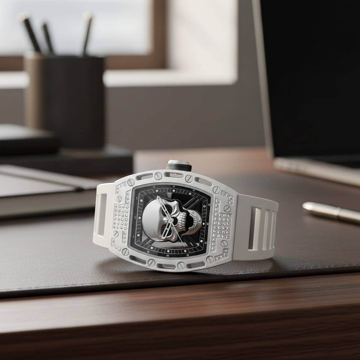  Closeout Ed Hardy Skull Watch in Silvertone image number 1