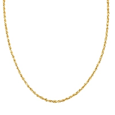 2.5mm Rope Chain Necklace in 10K Yellow Gold 26 Inches 3.7 Grams