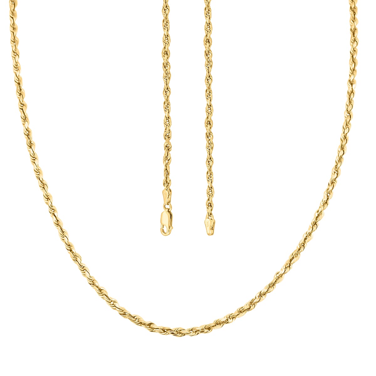 2.5mm Rope Chain Necklace in 10K Yellow Gold 26 Inches 3.7 Grams image number 4