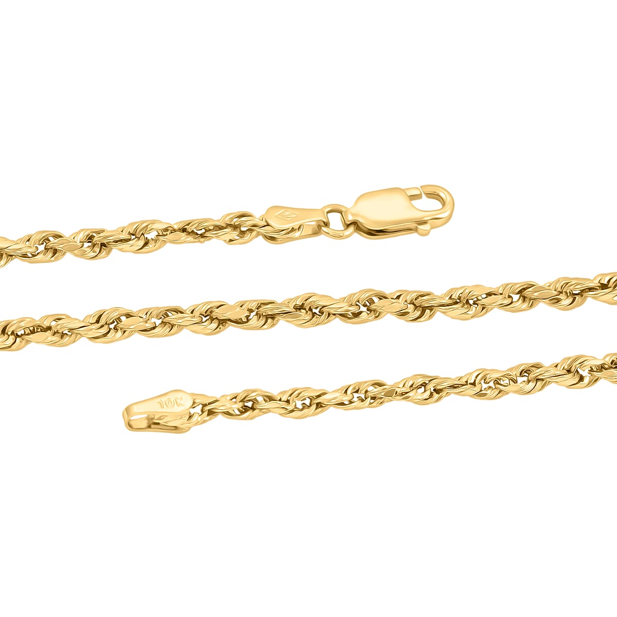 2.5mm Rope Chain Necklace in 10K Yellow Gold 26 Inches 3.7 Grams image number 5
