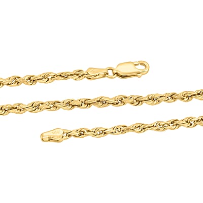 2.5mm Rope Chain Necklace in 10K Yellow Gold 26 Inches 3.7 Grams