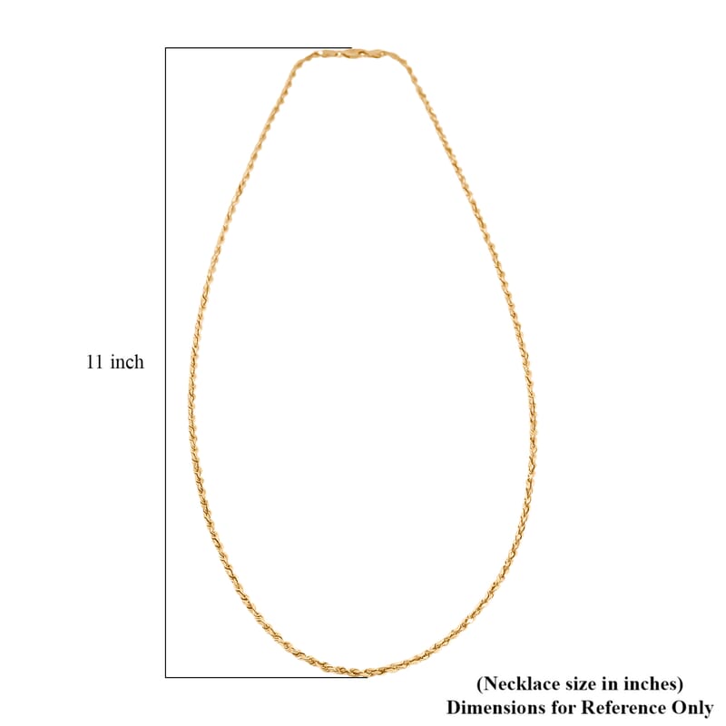 2.5mm Rope Chain Necklace in 10K Yellow Gold 26 Inches 3.7 Grams