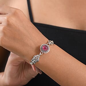 Doorbuster D'Joy Indian Artisan Crafted Premium Niassa Ruby (FF) 7.90 ctw Bracelet in Black Oxidised Sterling Silver (7.25-8.25In)