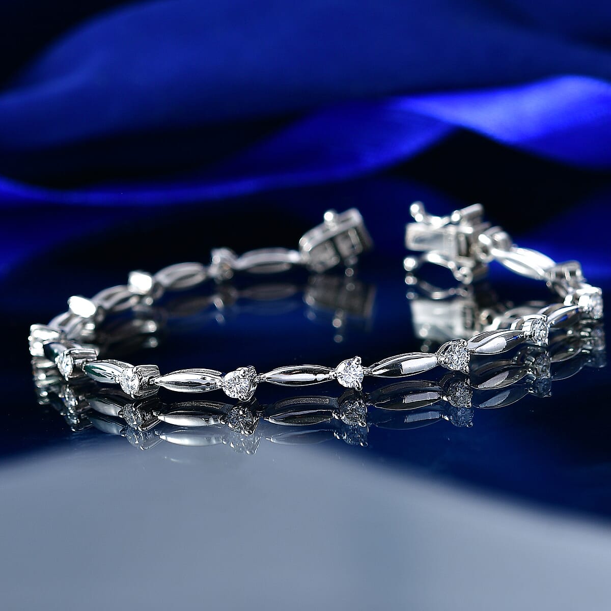 EverTrue Moissanite 1.50 ctw Bracelet in Platinum Bond (6.50 In) image number 1