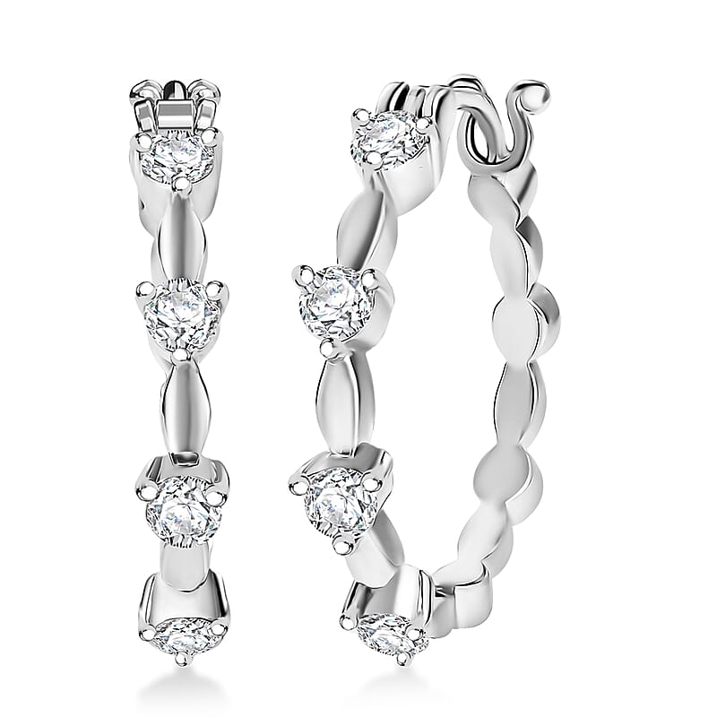 EverTrue Moissanite Hoop Earrings in Platinum Bond 0.80 ctw