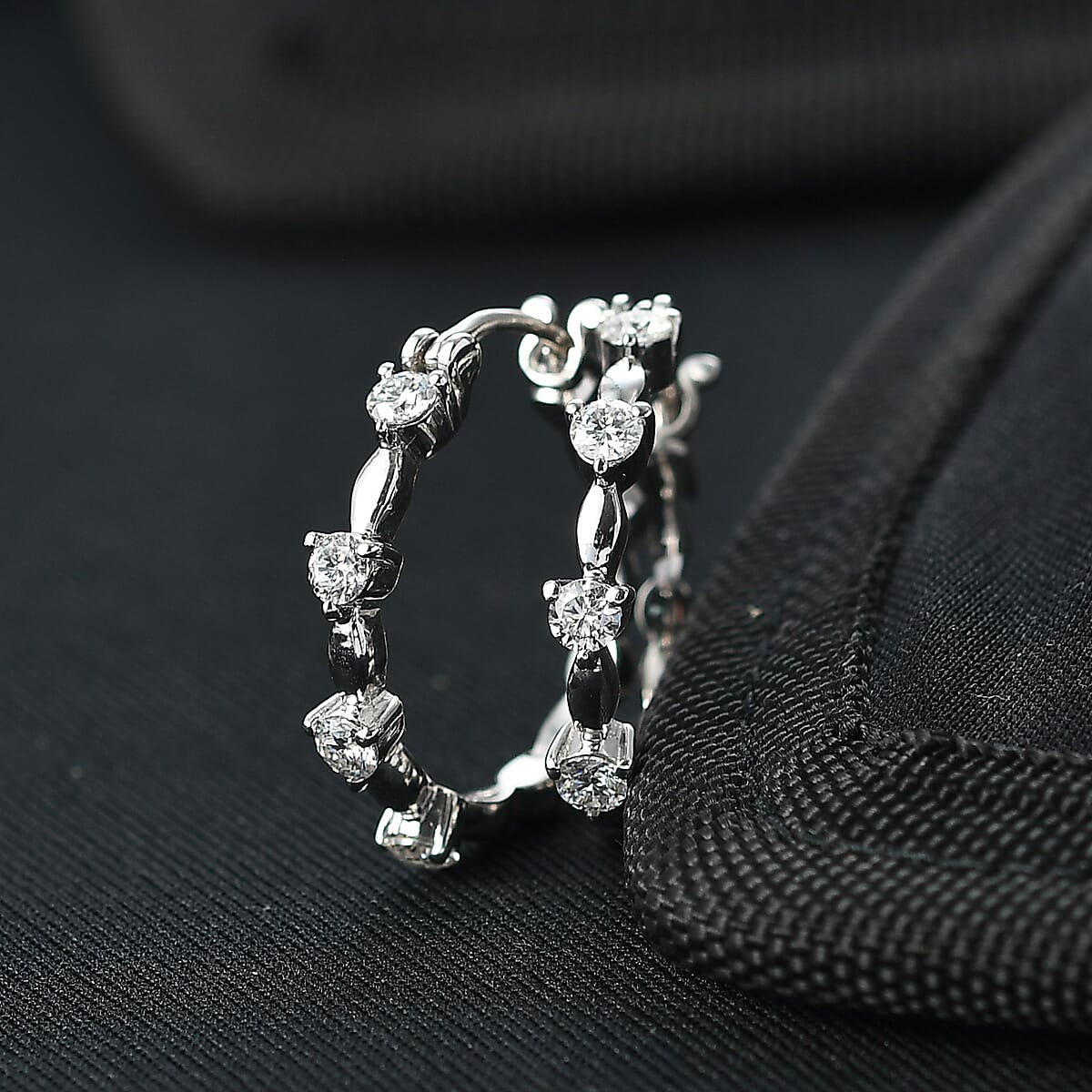 EverTrue Moissanite Hoop Earrings in Platinum Bond 0.80 ctw image number 1