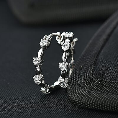 EverTrue Moissanite Hoop Earrings in Platinum Bond 0.80 ctw