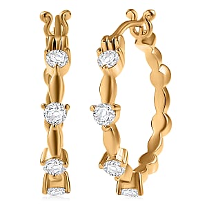 EverTrue Moissanite 0.80 ctw Hoop Earrings in 18K YG Plated