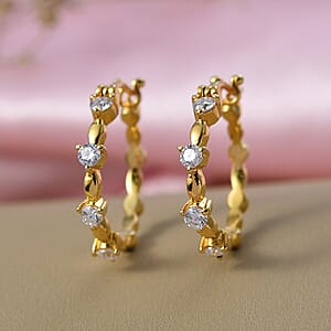 EverTrue Moissanite Hoop Earrings in 18K YG Plated 0.80 ctw