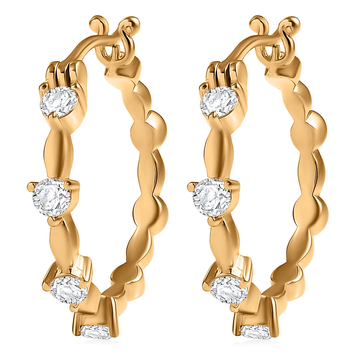 EverTrue Moissanite 0.80 ctw Hoop Earrings in 18K YG Plated image number 3