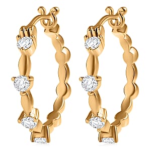 EverTrue Moissanite Hoop Earrings in 18K YG Plated 0.80 ctw