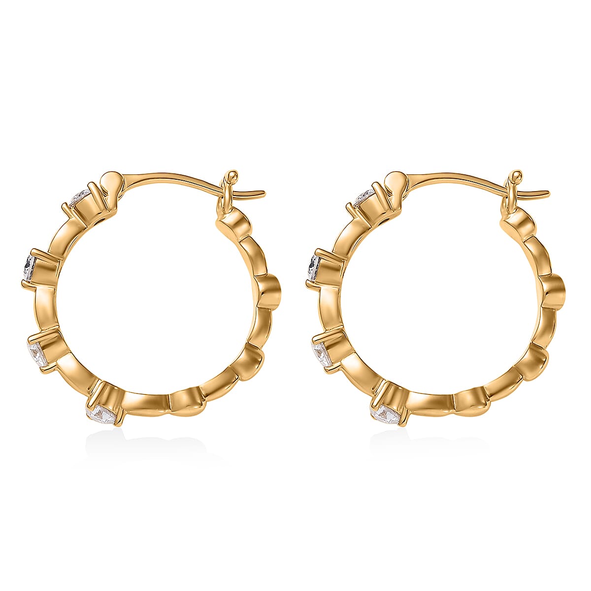 EverTrue Moissanite 0.80 ctw Hoop Earrings in 18K YG Plated image number 4