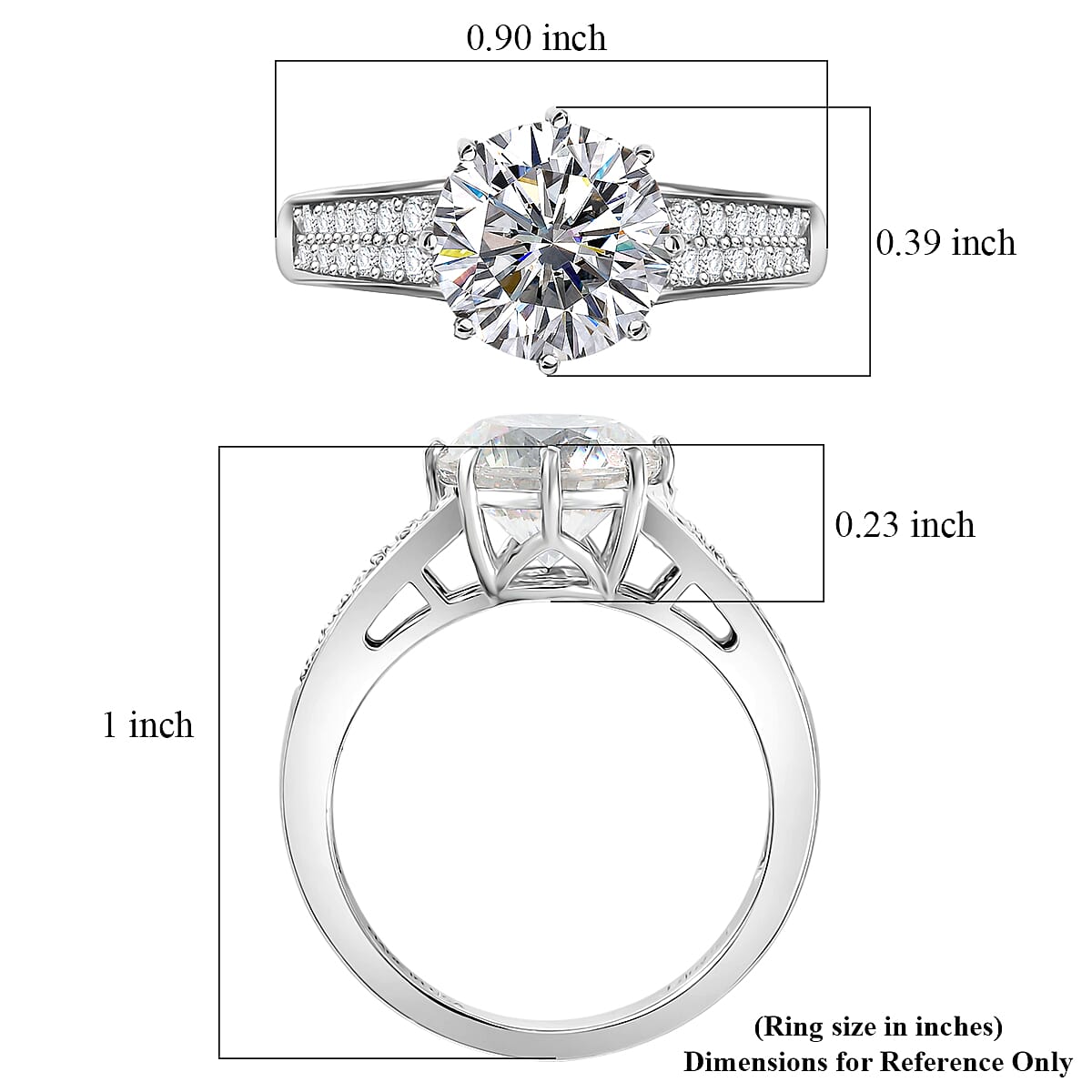 D'Joy Heart & Arrow Cut Strontium Titanate and Moissanite 4.50 ctw Classic Solitaire Ring in Rhodium Over Sterling Silver (Size 10.0) image number 5