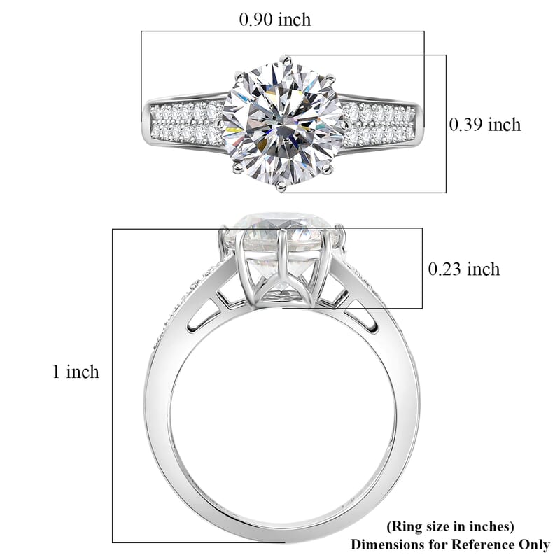 D'Joy Heart & Arrow Cut Strontium Titanate and Moissanite 4.50 ctw Classic Solitaire Ring in Rhodium Over Sterling Silver (Size 6.0)