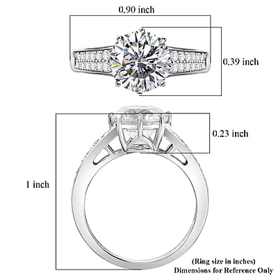 D'Joy Heart & Arrow Cut Strontium Titanate and Moissanite 4.50 ctw Classic Solitaire Ring in Rhodium Over Sterling Silver (Size 7.0)