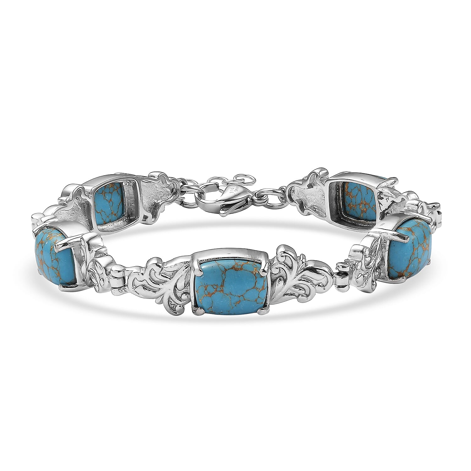 EverTrue Blue Turquoise 13.25 ctw Bracelet in Stainless Steel (7.00 In)