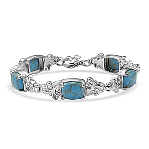 EverTrue Blue Turquoise 13.25 ctw Bracelet in Stainless Steel (7.00 In)