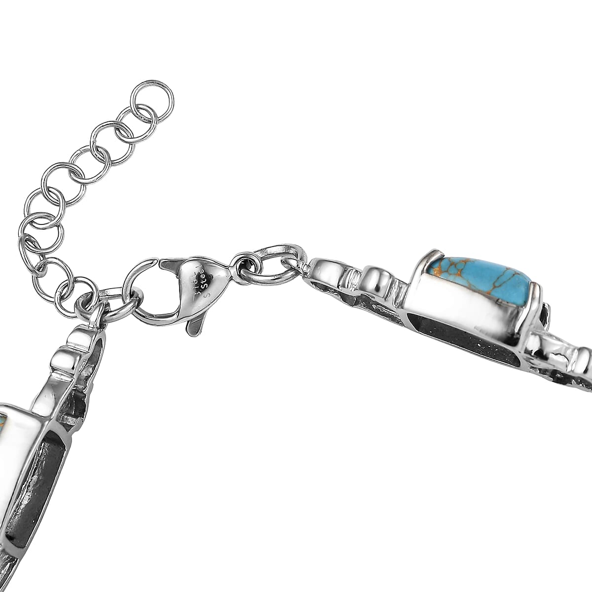 EverTrue Blue Turquoise 13.25 ctw Bracelet in Stainless Steel (7.00 In) image number 3