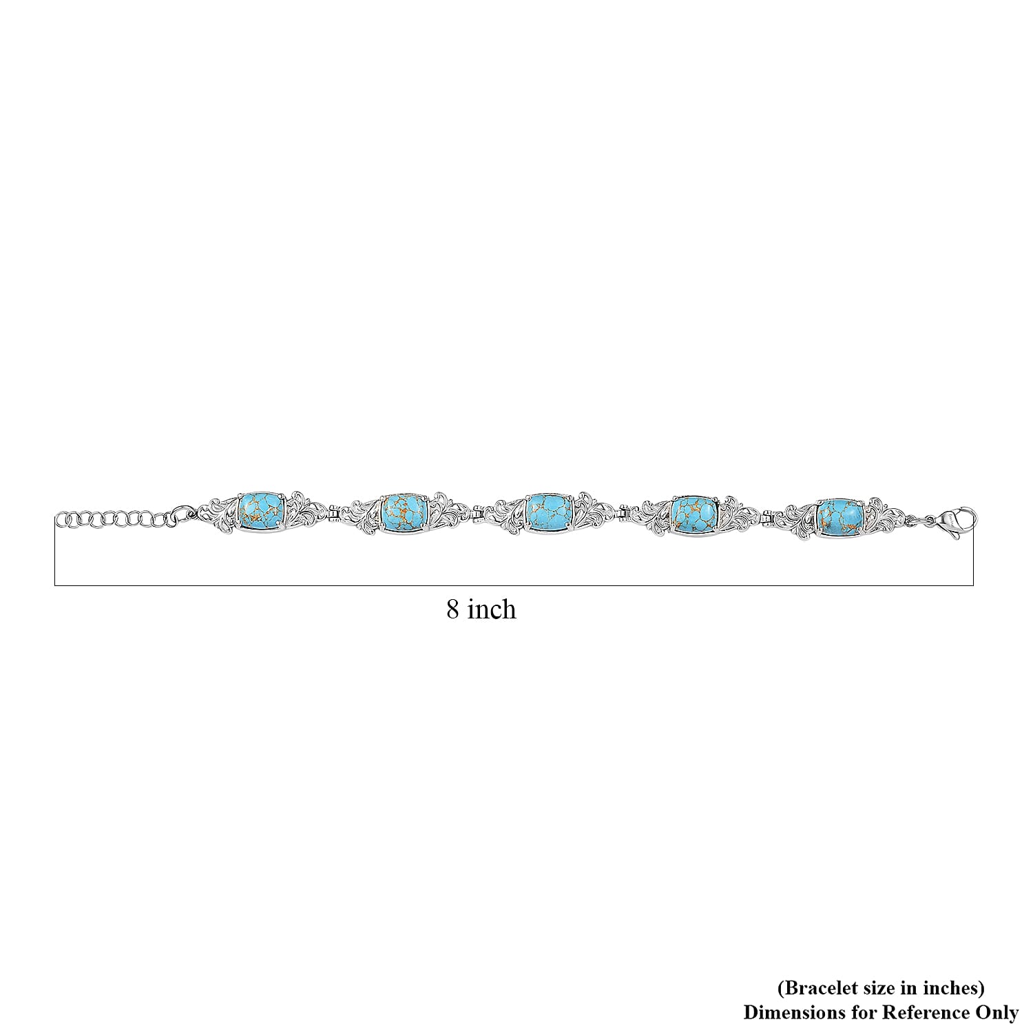 EverTrue Blue Turquoise 13.25 ctw Bracelet in Stainless Steel (7.00 In)