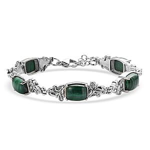 EverTrue African Malachite 22.90 ctw Bracelet in Stainless Steel (7.00 In)