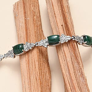 EverTrue African Malachite 22.90 ctw Bracelet in Stainless Steel (7.00 In)