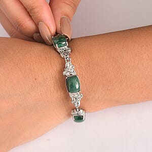 EverTrue African Malachite 22.90 ctw Bracelet in Stainless Steel (7.00 In)