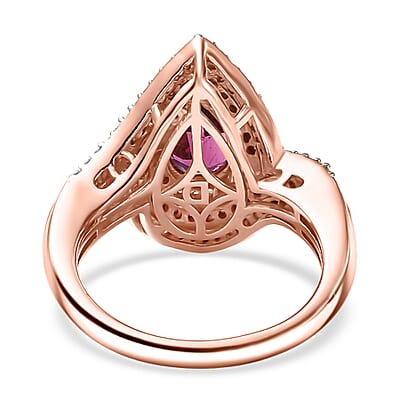 D'Joy AAA Radiant Ember Garnet and Multi Gemstone 2.60 ctw Ring in 18K Vermeil Rose Gold Over Sterling Silver (Size 7.0)