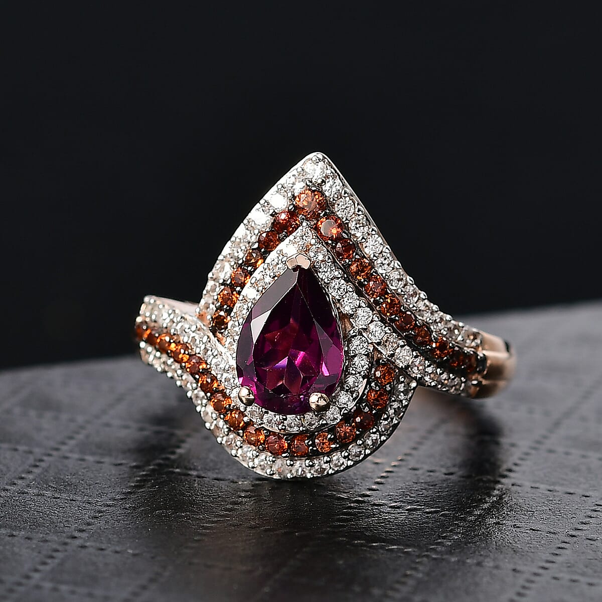  D'Joy AAA Radiant Ember Garnet and Multi Gemstone 2.60 ctw Ring in 18K Vermeil Rose Gold Over Sterling Silver (Size 9.0) image number 1
