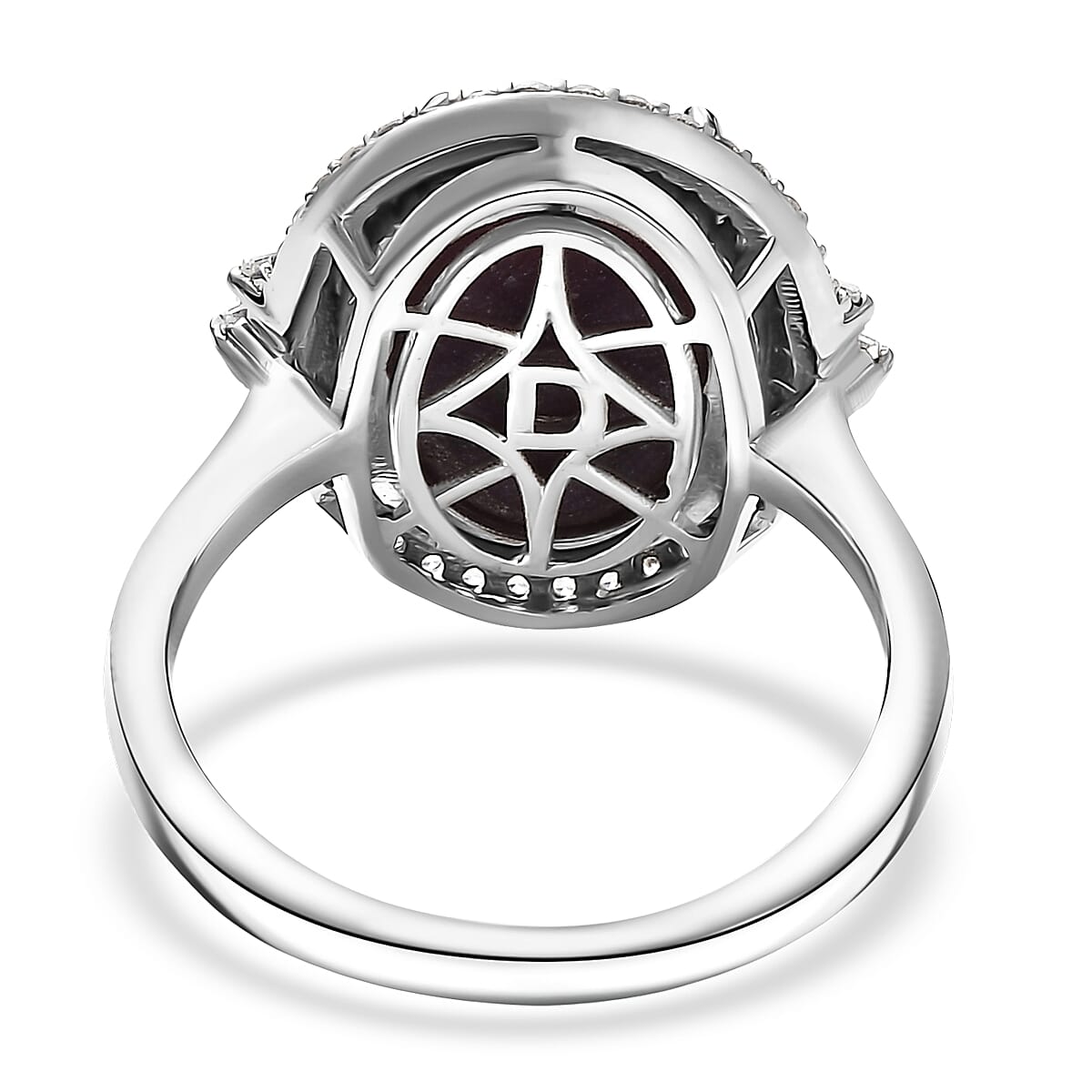 D'Joy Indian Star Ruby, White Zircon Ring in Rhodium Over Sterling Silver 11.70 ctw (Size 9.0) image number 4