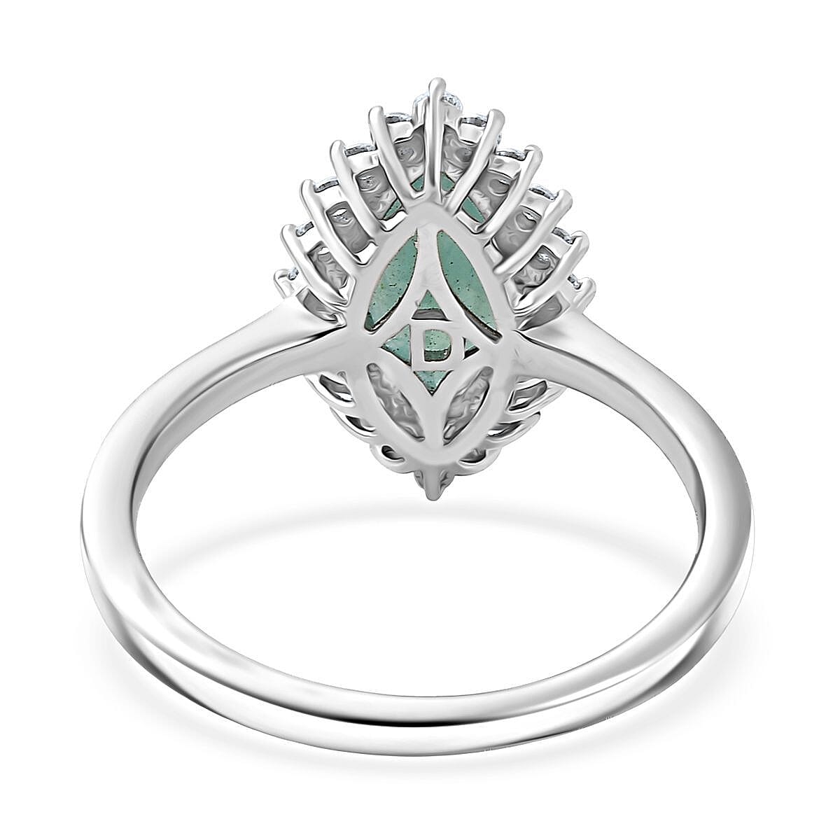 D'Joy Premium Grandidierite and Moissanite 2.10 ctw Art Deco Halo Ring in Rhodium Over Sterling Silver (Size 10.0) image number 4