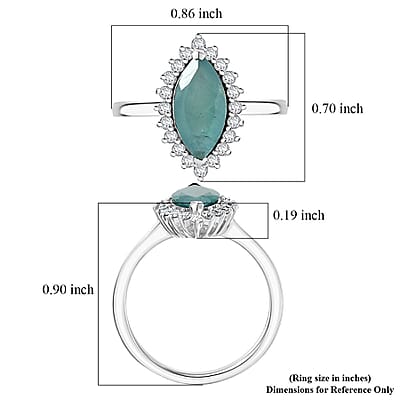 D'Joy Premium Grandidierite and Moissanite 2.10 ctw Art Deco Halo Ring in Rhodium Over Sterling Silver (Size 10.0)