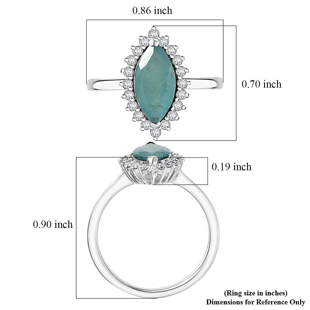 D'Joy Premium Grandidierite and Moissanite 2.10 ctw Art Deco Halo Ring in Rhodium Over Sterling Silver (Size 6.0) image number 5