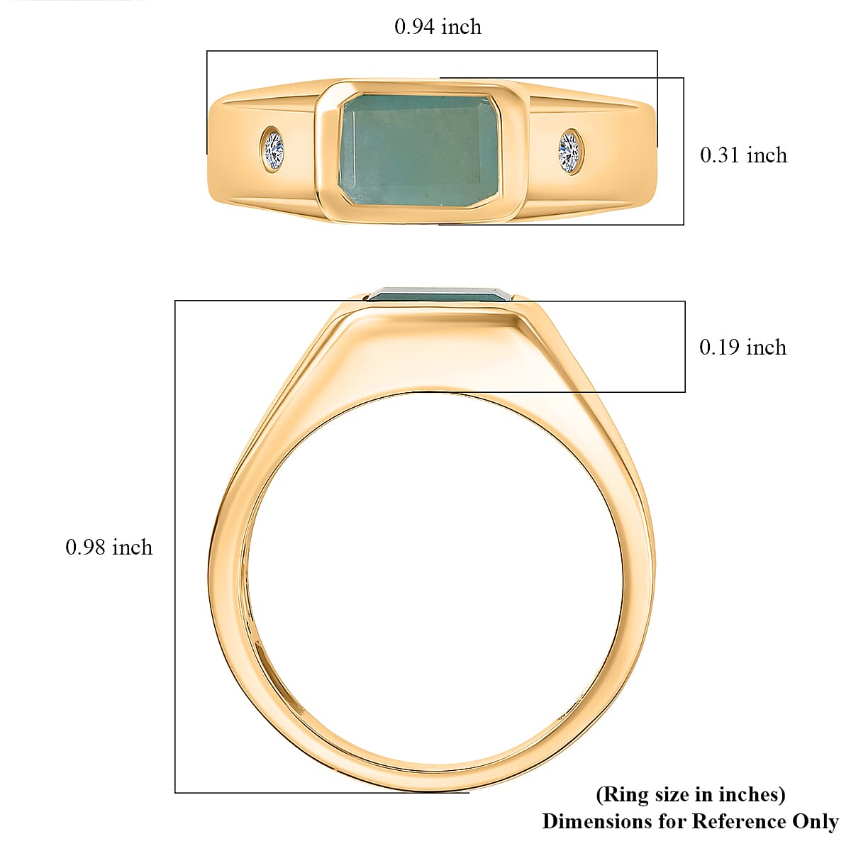 Premium Grandidierite and Luxuriant Lab Grown Diamond G-H SI 1.70 ctw Art Deco Men's Ring in 18K Vermeil Yellow Gold Over Sterling Silver (Size 10.0) image number 5
